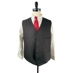 JF J Ferrar Vest Mens XXL Charcoal‎ Windowpane Waistcoat 3pc Suit Separate